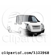 Poster, Art Print Of Partiall Sketched And 3d Delivery Van On A White Background