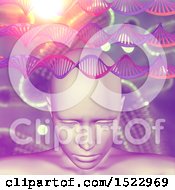 Poster, Art Print Of 3d Female Head With Dna Strands And Virus Cells