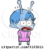 Cartoon Shocked Alien Girl