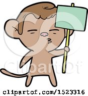 Cartoon Suspicious Monkey With Signpost