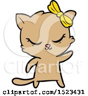 Cute Cartoon Cat With Bow by lineartestpilot