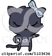 Cute Cartoon Cat With Bow by lineartestpilot