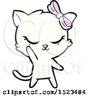 Poster, Art Print Of Cute Cartoon Cat With Bow