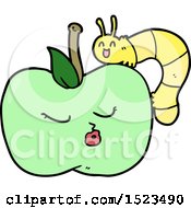 Poster, Art Print Of Cartoon Pretty Apple And Bug