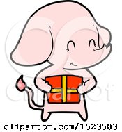 Poster, Art Print Of Cute Cartoon Elephant With Present