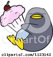 Cartoon Penguin With Cupcake