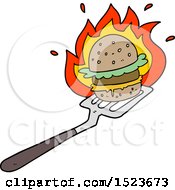 Poster, Art Print Of Cartoon Burger On Spatula