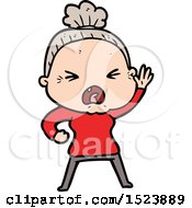 Cartoon Angry Old Woman