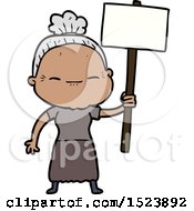Poster, Art Print Of Cartoon Peaceful Old Woman