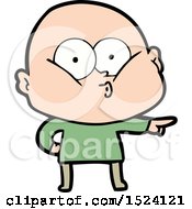 Cartoon Bald Man Staring