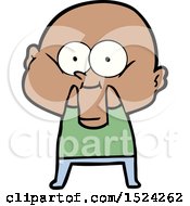 Cartoon Bald Man Staring