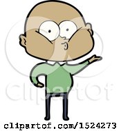 Cartoon Bald Man Staring