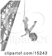 Silver Bungee Jumper In A Helmet Falling While Bungee Jumping From A Crane