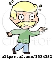 Cartoon Man With Mustache Shocked