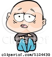 Cartoon Tired Bald Man