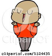 Happy Cartoon Bald Man Shrugging Shoulders