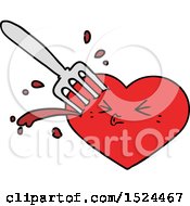 Cartoon Love Heart Stuck With Fork by lineartestpilot