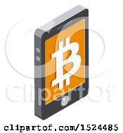 Clipart Of A 3d Isometric Icon Of A Cell Phone With A Bitcoin Symbol On The Screen Royalty Free Vector Illustration
