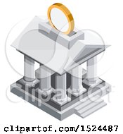 Poster, Art Print Of 3d Isometric Icon Of A Coin Depositing Into A Bank Building