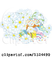 Poster, Art Print Of Cake With Easter Eggs And Daisy Flowers