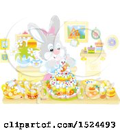 Poster, Art Print Of Female Rabbit Making An Easter Cake