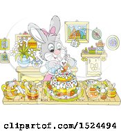 Poster, Art Print Of Bunny Rabbit Making An Easter Cake