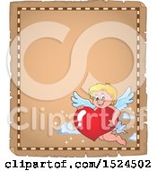 Poster, Art Print Of Valentines Day Cupid Holding A Heart On A Parchment Page
