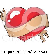 Clipart Of A Red Valentines Day Heart With A Ribbon Banner Royalty Free Vector Illustration by visekart