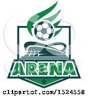 Clipart Of A Green And White Soccer Design Royalty Free Vector Illustration