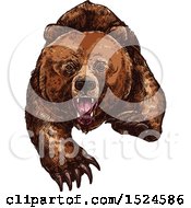 Bear Attacking In Sketched Style