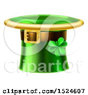 Clipart Of A Green St Patricks Day Leprechaun Hat With A Shamrock Royalty Free Vector Illustration by AtStockIllustration