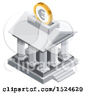 Poster, Art Print Of 3d Isometric Euro Coin Over A Bank Icon