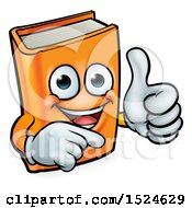 Poster, Art Print Of Happy Orange Book Character Mascot Giving A Thumb Up And Pointing