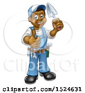 Clipart Of A Full Length Black Male Mason Worker Holding A Trowel And Giving A Thumb Up Royalty Free Vector Illustration