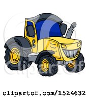Clipart Of A Cartoon Yellow Tractor Royalty Free Vector Illustration
