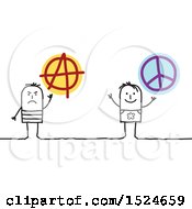 Stick Men With Peace And Anarchy Signs
