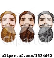 Poster, Art Print Of Male Faces Gray Blond And Brunette Beards