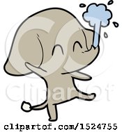 Cute Cartoon Elephant Spouting Water