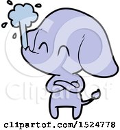 Cute Cartoon Elephant Spouting Water