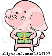 Cartoon Elephant With Gift Remembering