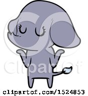 Poster, Art Print Of Cute Cartoon Elephant Shrugging Shoulders
