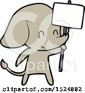 Poster, Art Print Of Cute Cartoon Elephant With Sign