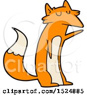 Clipart Of A Cartoon Fox Pointing Royalty Free Vector Illustration by lineartestpilot