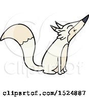 Clipart Of A Cartoon Arctic Fox Sniffing Royalty Free Vector Illustration