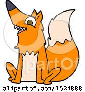Clipart Of A Cartoon Happy Fox Sitting Royalty Free Vector Illustration by lineartestpilot