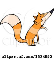Clipart Of A Cartoon Orange Fox Sniffing Royalty Free Vector Illustration