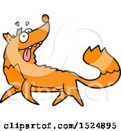 Clipart Of A Cartoon Goofy Fox Trotting Royalty Free Vector Illustration