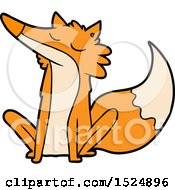 Clipart Of A Cartoon Fox Sitting Royalty Free Vector Illustration