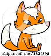 Clipart Of A Cartoon Fox Sitting Royalty Free Vector Illustration by lineartestpilot