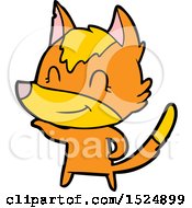 Clipart Of A Cartoon Happy Fox Presenting Royalty Free Vector Illustration by lineartestpilot